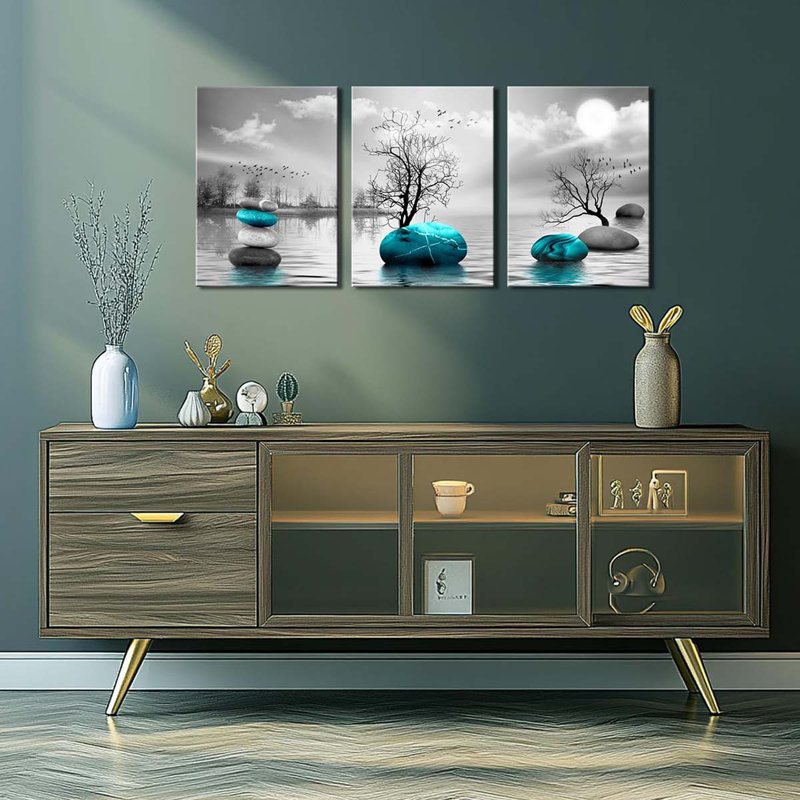 3 Piece Wrapped Canvas Print, 40 cm H x 90 cm W