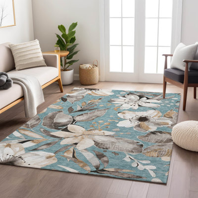 Machine Washable Indoor/Outdoor Millner ACN2260 Floral Rug