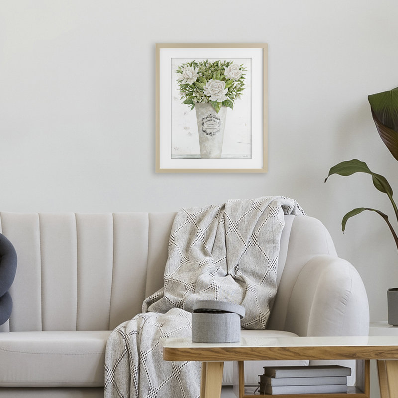 Les Fleurs Des Roses, reproduction sous verre encadrée, design par Cindy Jacobs, H 21 po x l 17 po, Cadre de récolte en pin