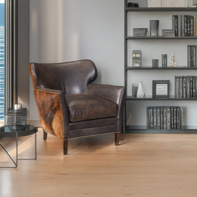 Kyson 29.5'' Wide Genuine Leather Wingback Chair