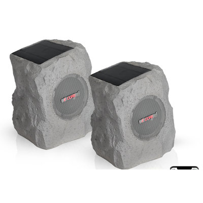 5 Core Rock Speaker Outdoor Waterproof Bluetooth Garden Speakers Solar & USB Charging RGB Colors for Patio Pool & Home