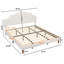 Très grand lit plateforme tapissier avec tête de lit ajustable, rembourré en tissu de lin, lit plateforme de style simple et moderne sans sommier, facile à assembler, blanc-80836753
