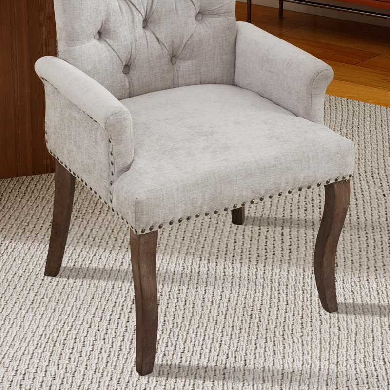 Ensemble de 2 chaises d'appoint en chenille, Beige