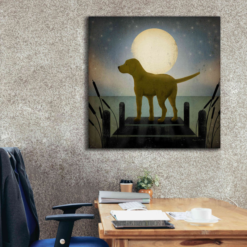 «Moonrise Yellow Dog» par Ryan Fowler, estampe numérique sur toile, H 37 po x l 37 po x P 1,5 po