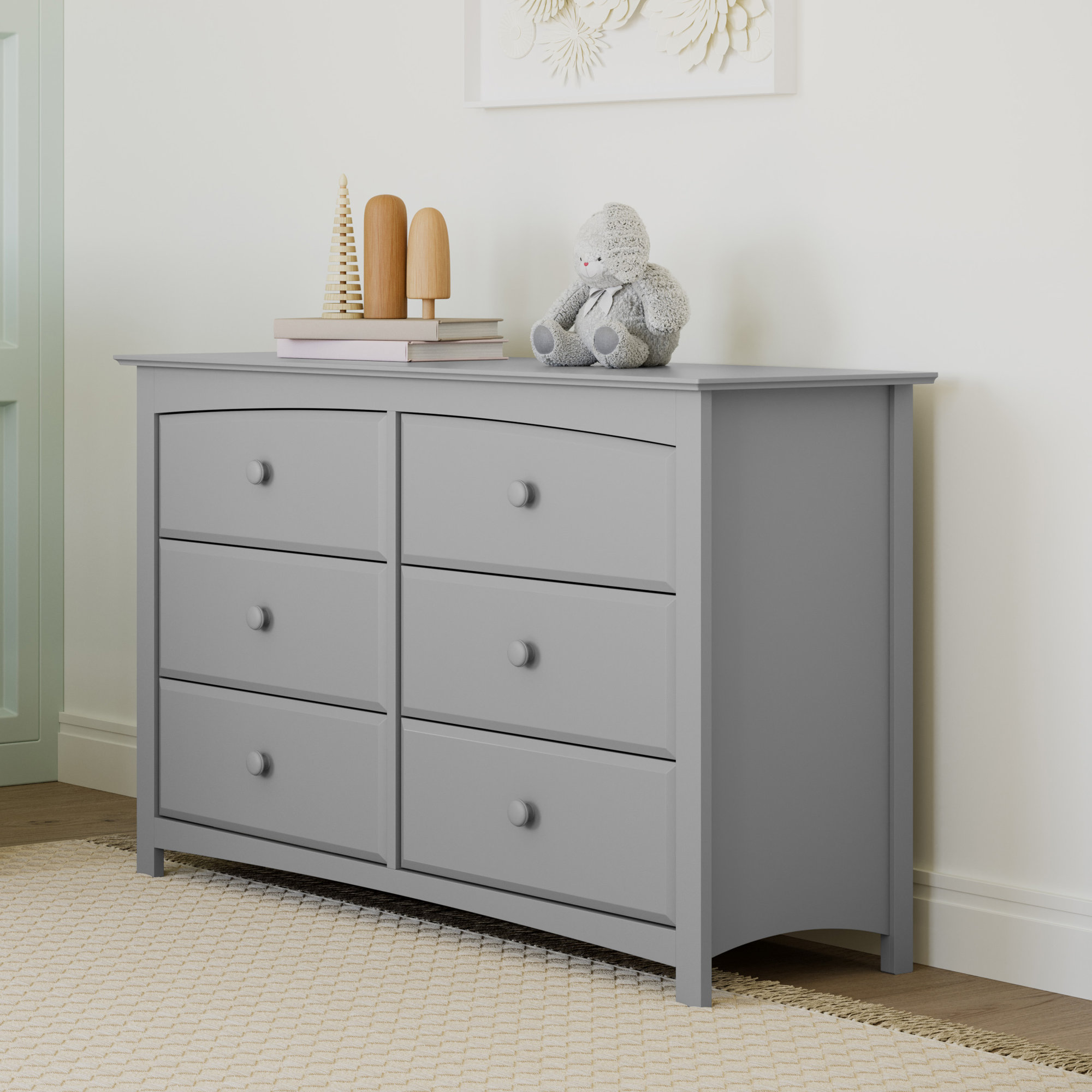 Kenton 6 Drawer Double Dresser, Pebble Gray