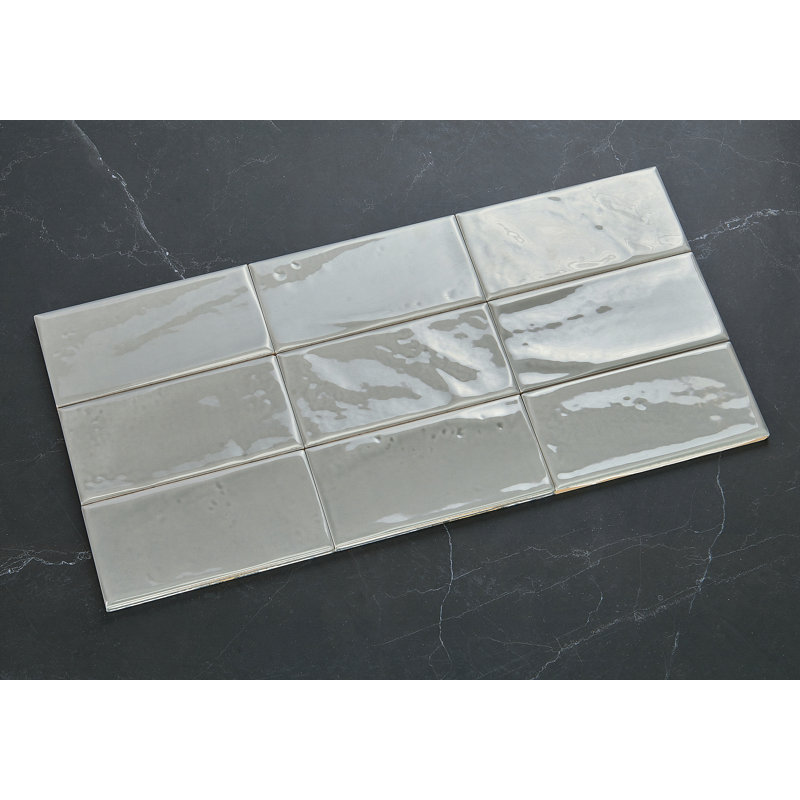Carreau de céramique Mason 3 "x 6", Argent
