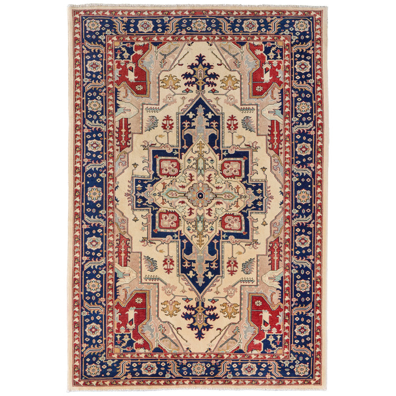 Tapis oriental traditionnel Alton, Rouge, Rectangle 5 pi 6 po x 8 pi 6 po