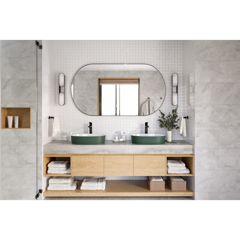 Ios Oval Vessel Bathroom Sink, Matte White