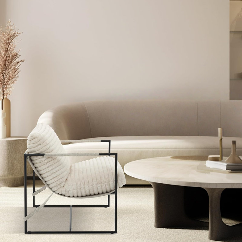 Upholstered Armchair, Beige