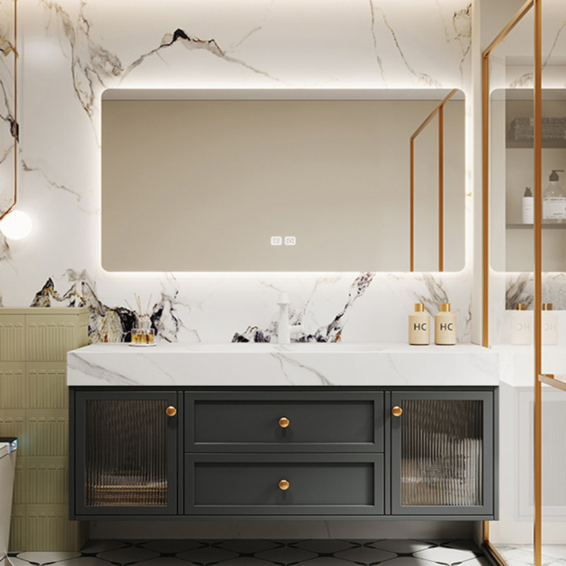 Nordic style fashion simple bathroom cabinet, 21.7" H x 63" W x 21.7" D, Dark Gray
