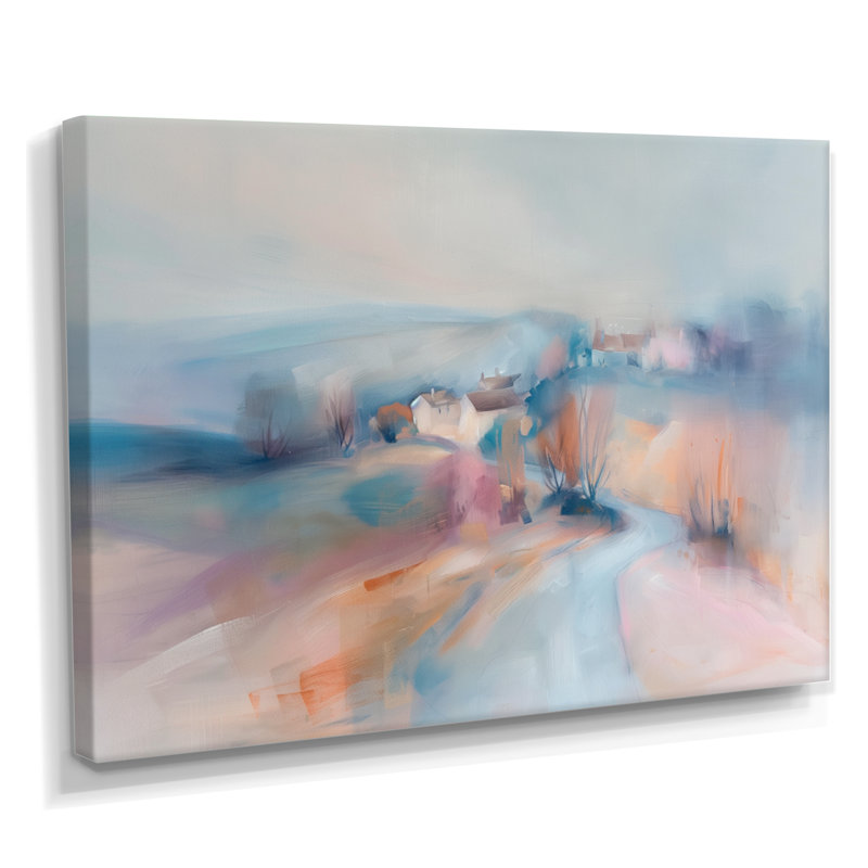 «Grey Pink Minimalisme Village Mirage II», reproduction d'art de ferme, Toile tendue, H 12 po x l 20 po x P 1 po