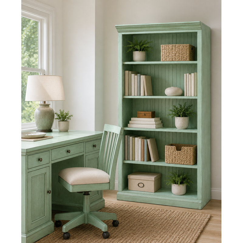 Sherita Bookcase, European Aquamarine, (3 Shelves) 60” H x 32” W x 14.25” D