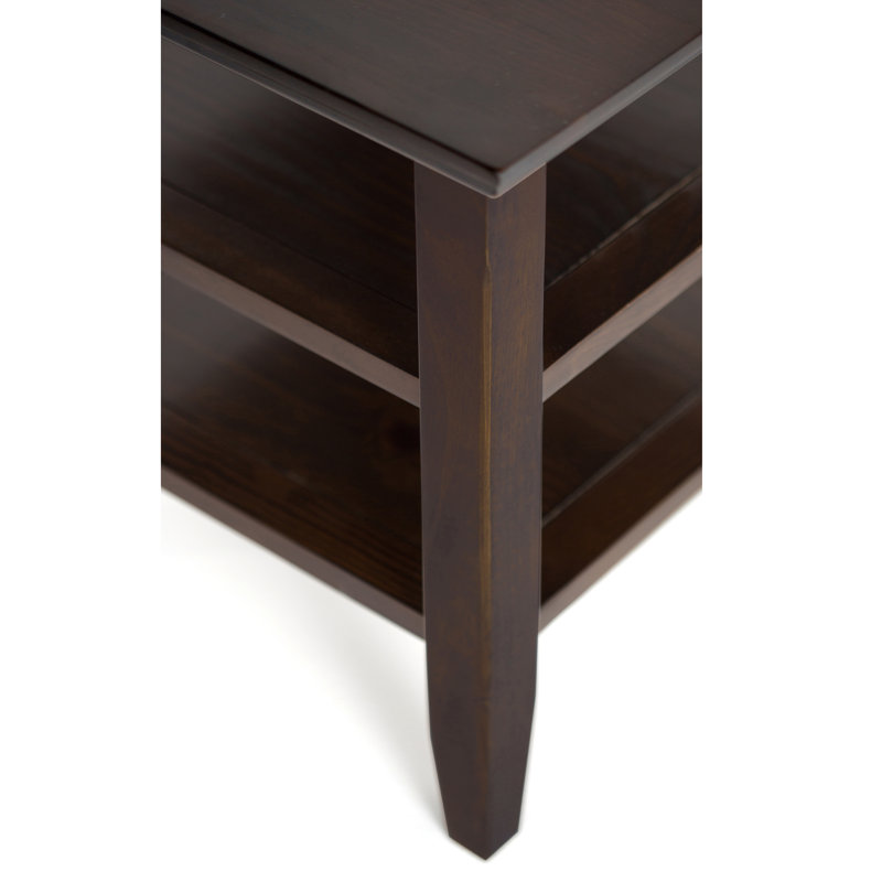 Brunette Brown Solid Wood Transitional Narrow Side Table