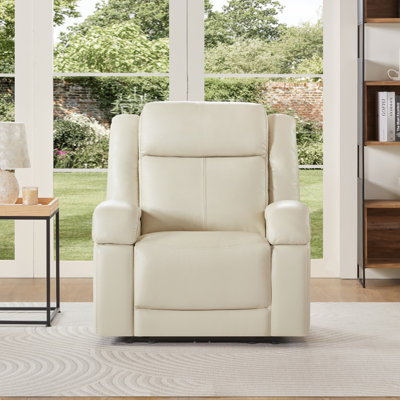 Zachery Genuine Leather Zero Wall Power Recliner with USB Port