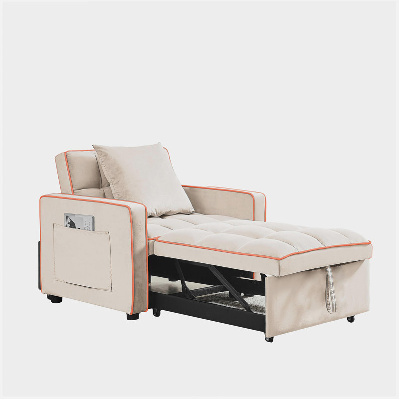 3-en-1 Canapé-lit Chaise pliante Canapé-lit avec dossier réglable dans le canapé Lit simple Chaise moderne pour adulte Literie blanc crème