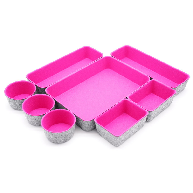2.4'' H x 7.9'' W x 10.8'' D Organizer Set, Hot Pink