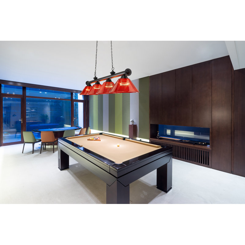 Billard 4 lumières Annaleisa, Rouge, Plaqué bronze