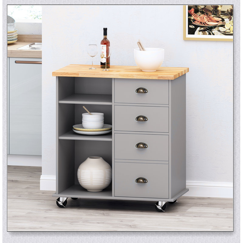 Kitchen Cart with 2 Drawers and 1 Door, Gray