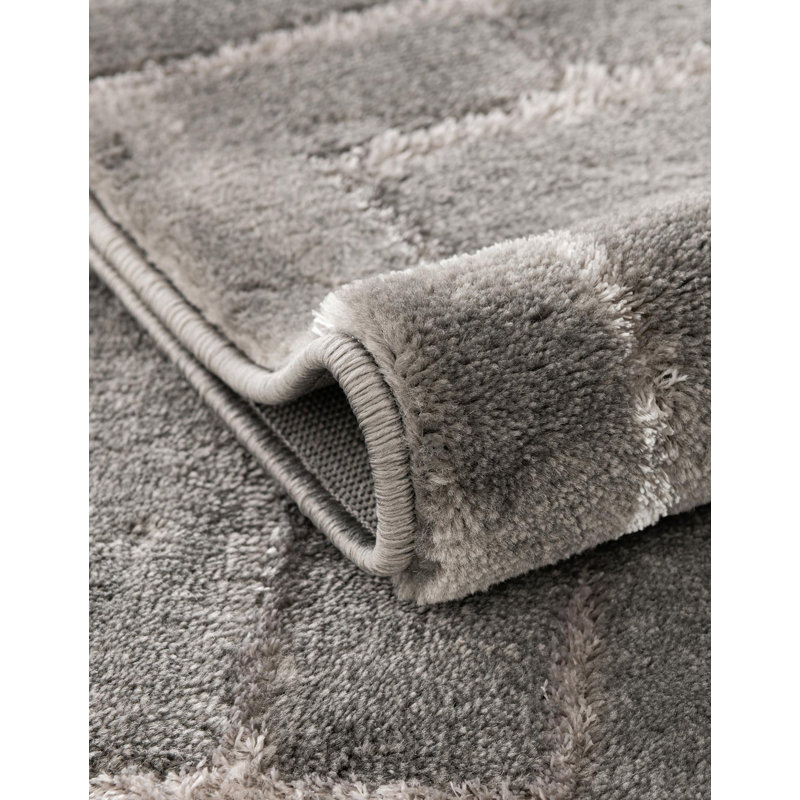 Tapis gris argenté à motif géométrique glam, Rectangle 3 pi 1 po x 5 pi 3 po