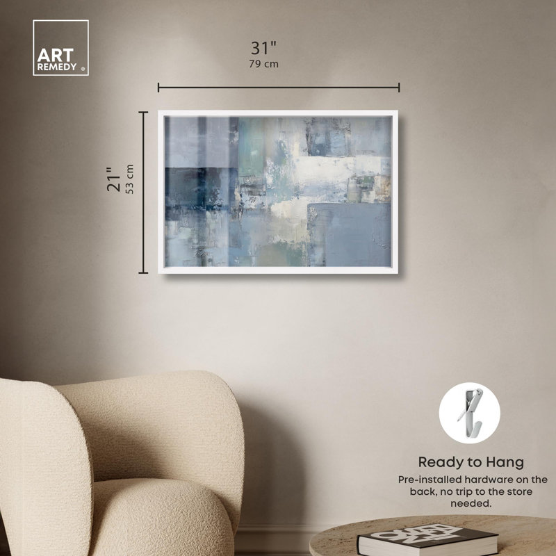«Misty Morn I Shadowbox Print», art mural abstrait par Art Remedy, cadre blanc, 30 x 20, Cadre blanc, H 21 po x l 31 po