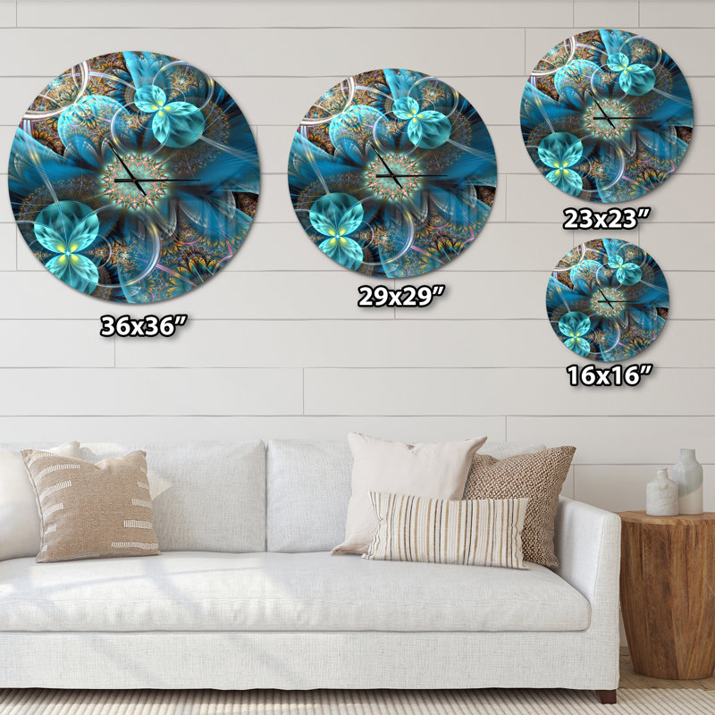 Horloge florale en métal Fractal, Surdimensionné
