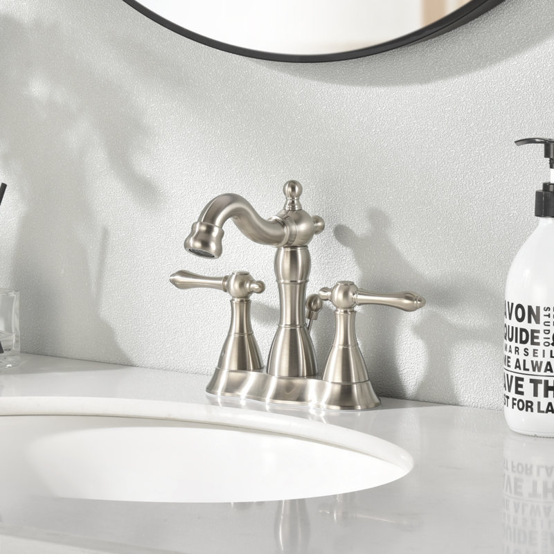 Prime Collection 2 Handle Centerset Lavatory Bathroom Sink Faucet with Drain Assembly - Brushed Nickel, Brushed Nickel