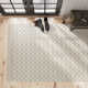 Lavande Checkered Wool Area Rug in Tan/Ivory