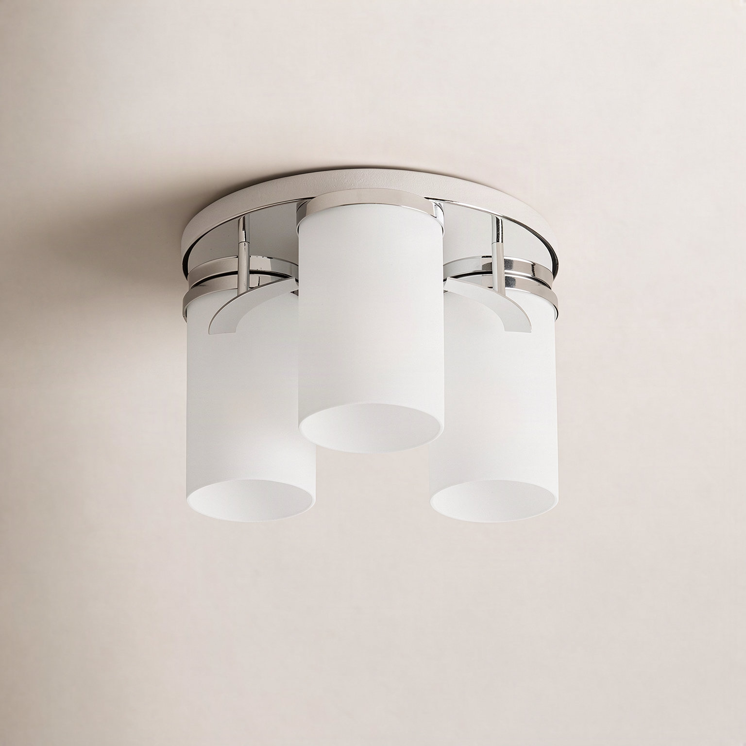 Rudaigh 3 Light Glass Flush Mount, Brushed Nickel