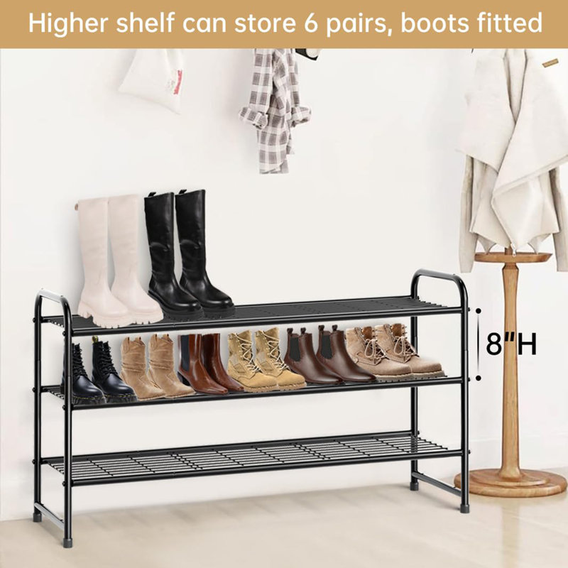 24 Pair Stackable Shoe Rack, Black