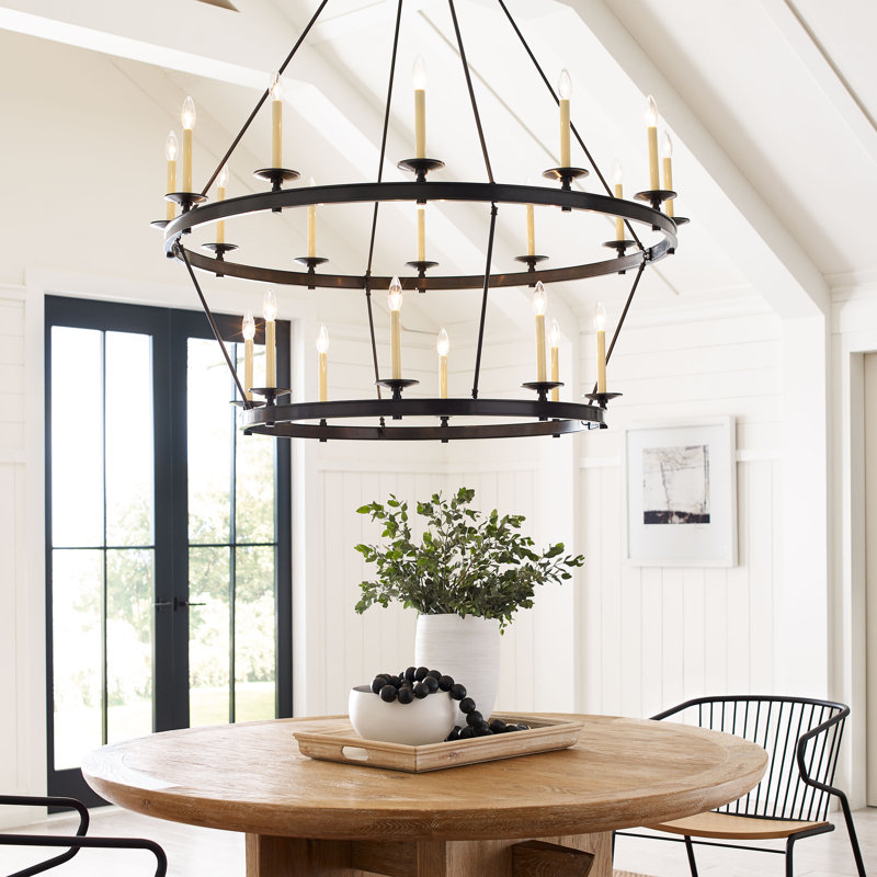 Chapman & Myers Launceton Two Tiered Chandelier, 47.5" H x 43.25" W x 43.25" D, Polished Nickel