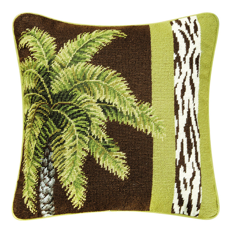Palm Tree/Safari Needlepoint Pillow