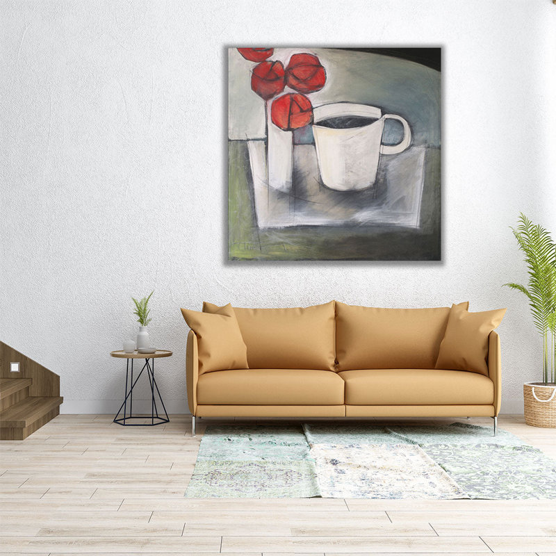 «Coffee And Roses», reproduction d'art sur toile, H 12 po x l 12 po