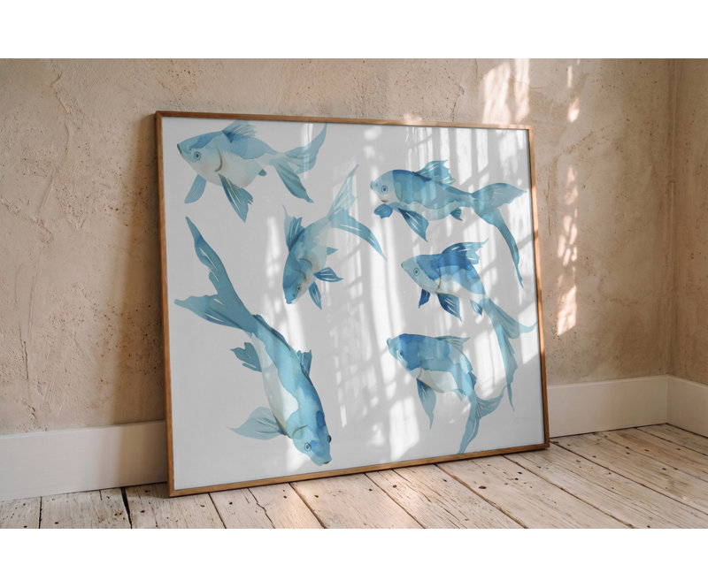 Azure Swim Ballet Print, 36 × 24, Framed Print, White