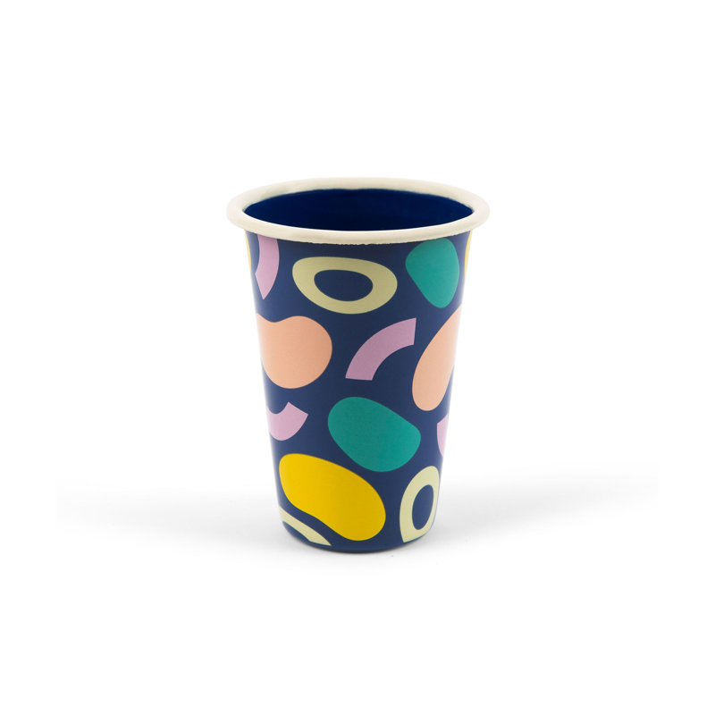Colorful Enamelware 14oz Tumbler with Almond Rim