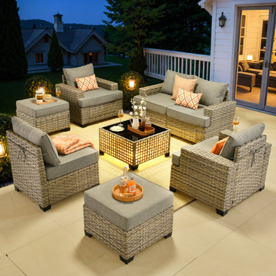 Wahkon Wicker/Rattan 5 - Person Seating Group With Cushions by Ebern Designs