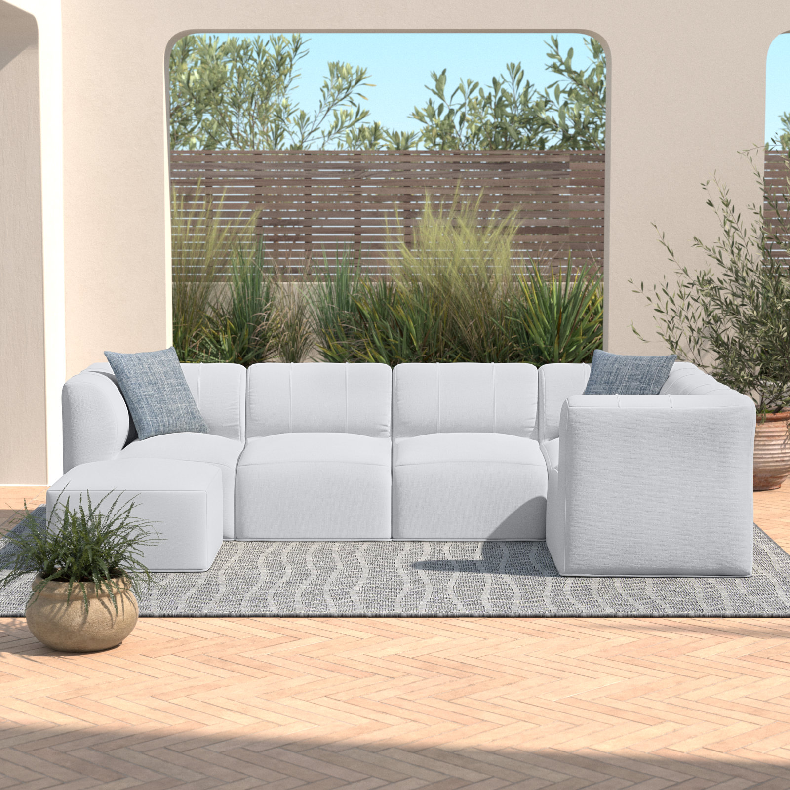 Praia 6-Person Patio Seating Group, Canvas White Sunbrella® Canvas