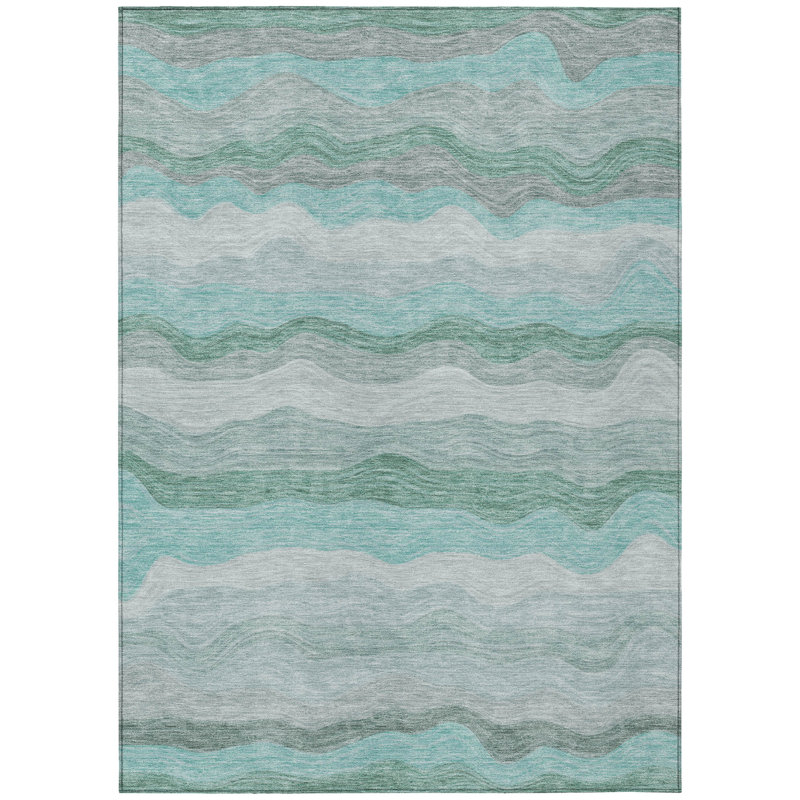 Machine Washable Indoor/Outdoor Lanphear ACN2397 Stripes Rug, Rectangle 10' x 14'