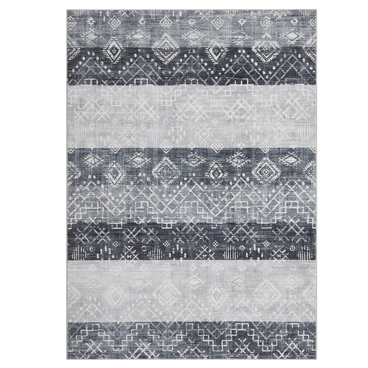 Boho Machine Washable Rug for Living Room Modern Non-Slip Rug for Bedroom Stain-Resistant Low Pile Rugs for Dining Room