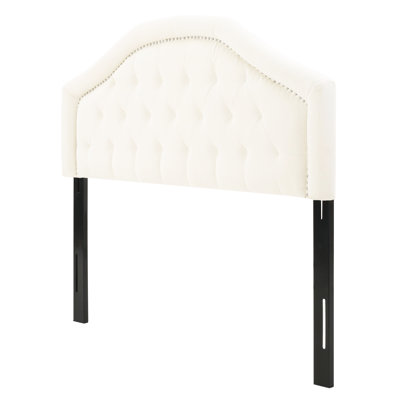 Modern Button Headboard In For A Serene Queen & Full Sized Bed Contemporary Headboard, Upholstery With Diamond Stitch Pattern, Nailhead Accents, Assembly Required