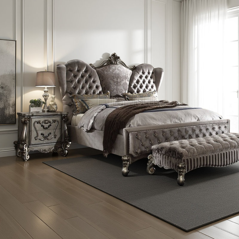 Nekoma Upholstered Standard Bed, Queen, Antique Platinum