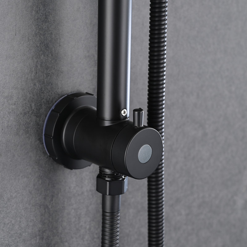 Douche de salle de bain avec pomme de pluie de 6 pouces et poche, noir mat, débit de 2,5 gallons par minute, barre coulissante réglable, corrosion, douche à main noire système utilisateur, GPM, addition supérieure à 5 fonctions