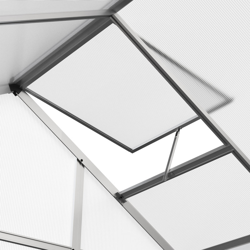 Walk In Greenhouse - Serre d'extérieur 4 pi x 6 pi avec évent de toit et gouttière - Panneaux robustes en polycarbonate avec cadre en aluminium 