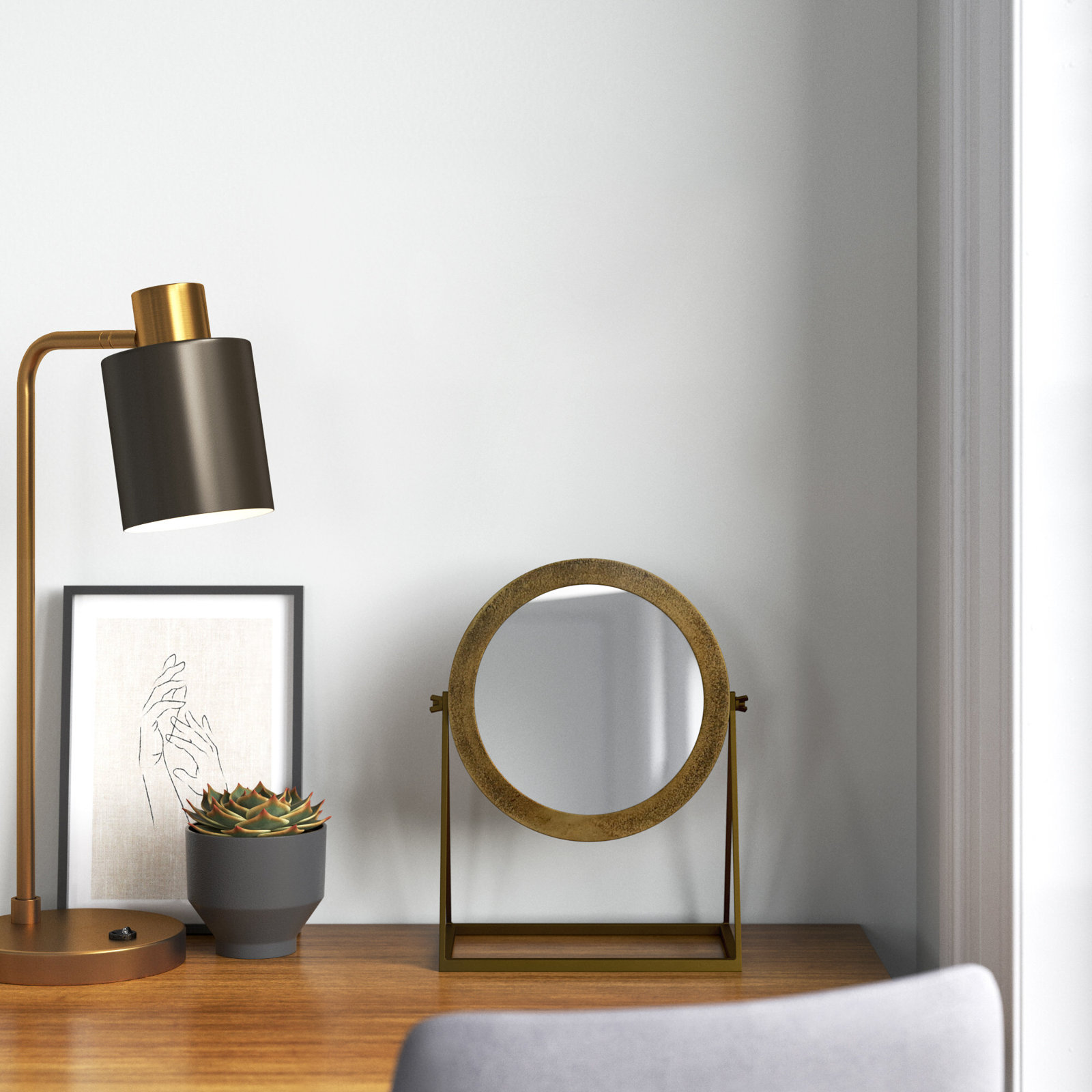 Yasmin 6" Tabletop Vanity Mirror, Gold