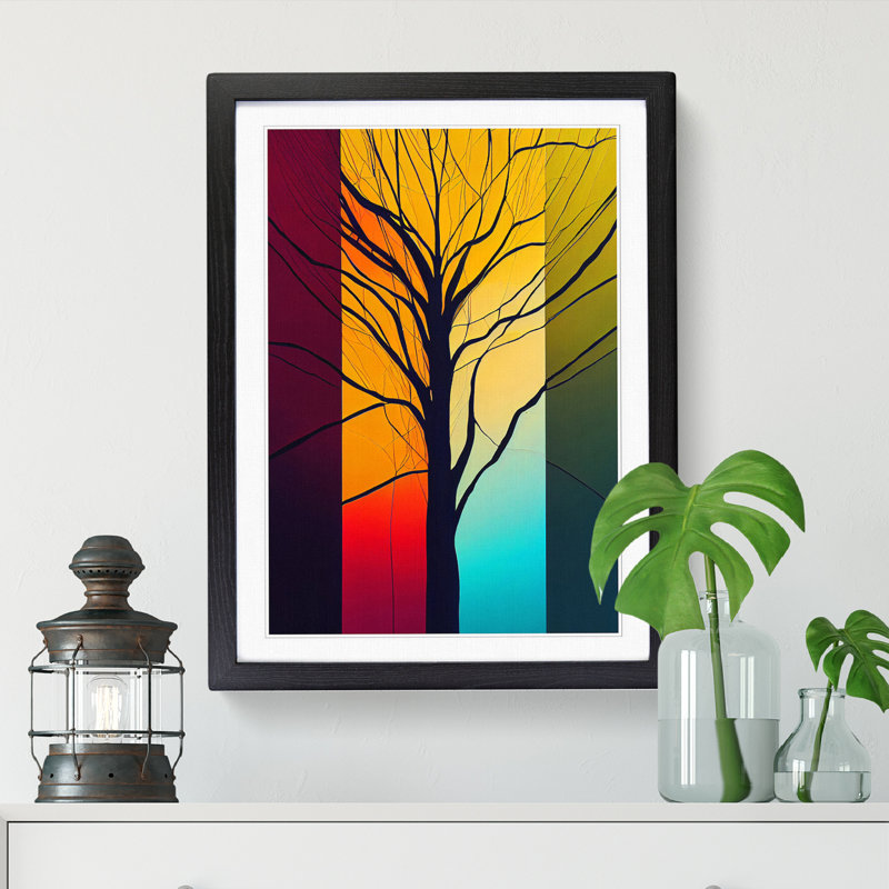 Tree Abstract in Colour Vol.1 1 Piece Single Picture Frame Wall Art, 64cm H x 46cm W x 2cm D, Oak