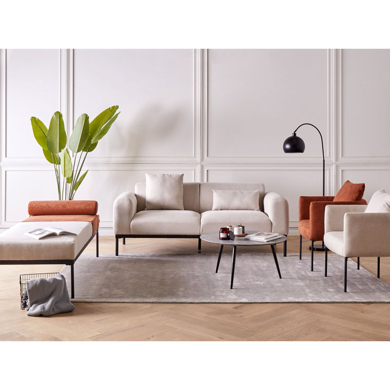 MALMOS Upholstered Armchair, Light Beige Polyester
