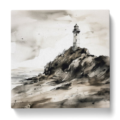 Lighthouse Ink Wash - Wrapped Canvas