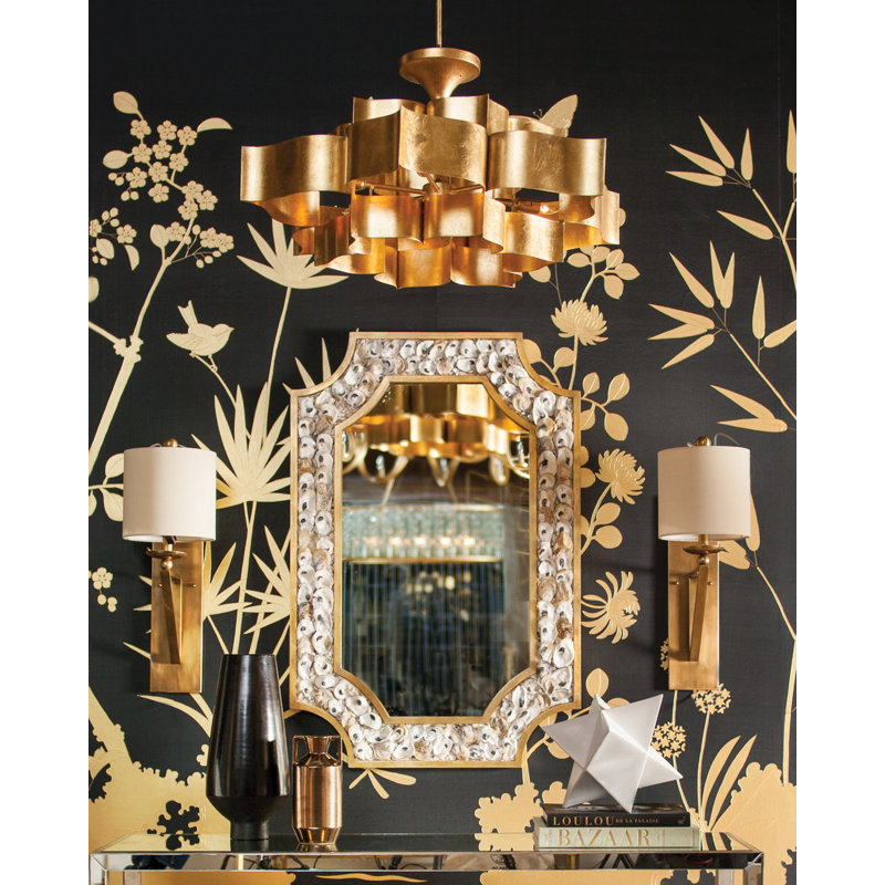 Grand Lotus 6 - Light Chandelier, Antique Gold Leaf