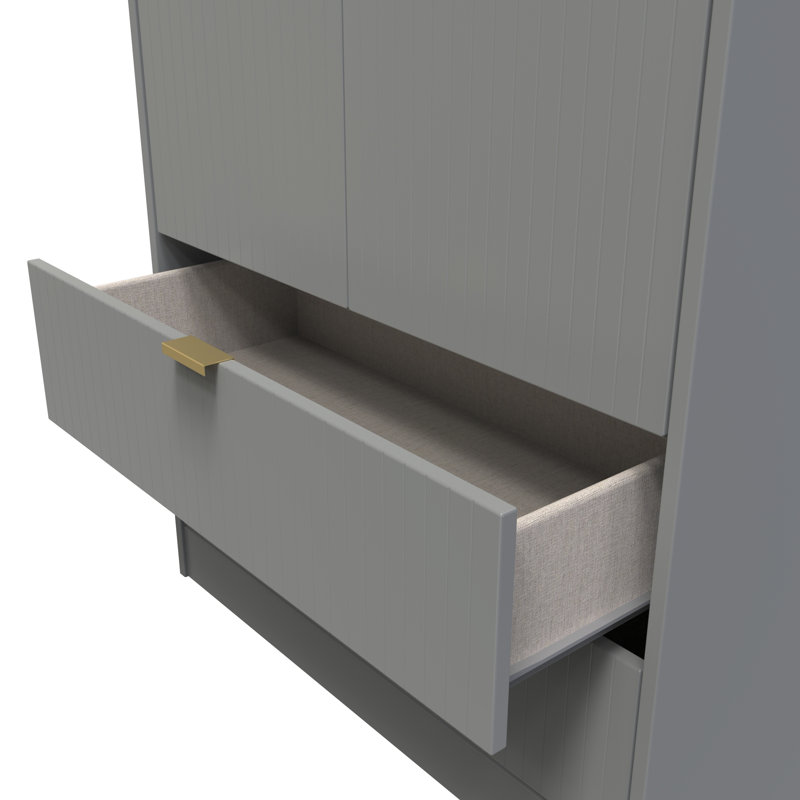 Fully Assembled 2 Door Wardrobe, 182.5cm H x 74cm W x 53cm D, Dusk Grey