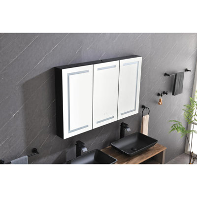 Armoire à pharmacie à miroir 48 "X30" avec lumières, gradateur, désembueur, horloge, affichage de la température et USB