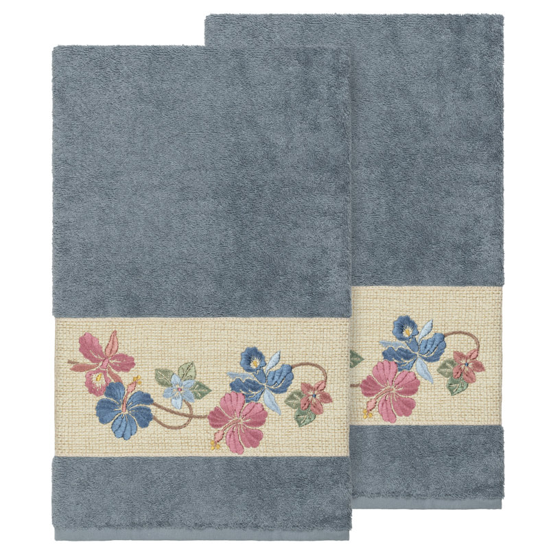 Ensemble de serviettes de bain en coton turc 2 pièces Caroline, Bleu sarcelle